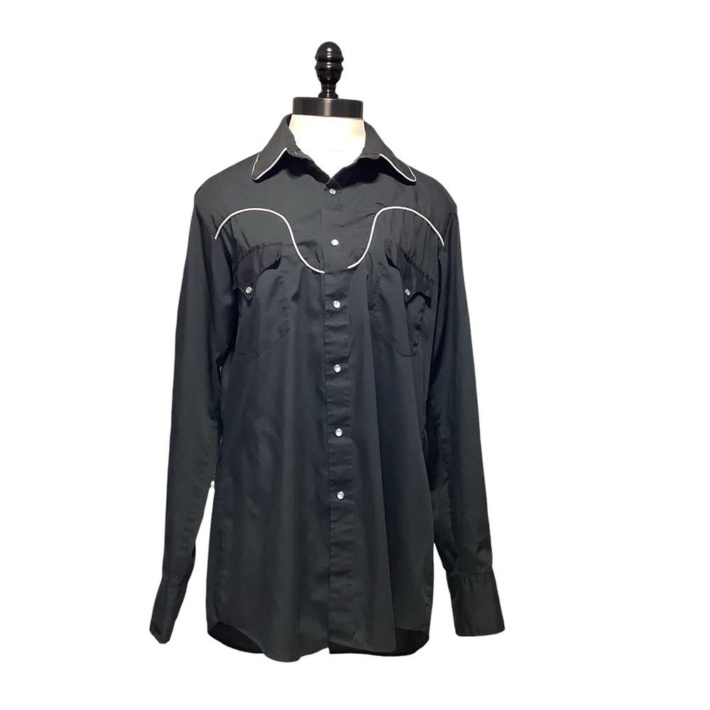 PRIOR WESTERNS Vintage Mother of Pearl Snap Front Western Shirt -‎ Size 15.5